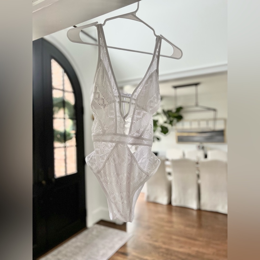 BECCA White Colorplay Lace One-Piece Swimsuit